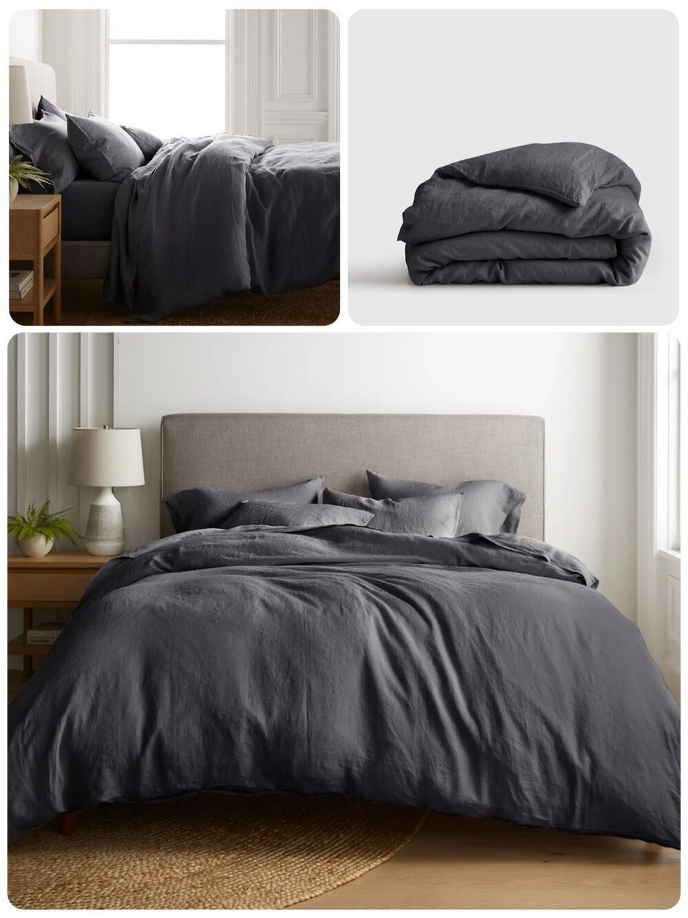 QUINCE European Linen Duvet Cover - Bluish Grey -Queen/FULL